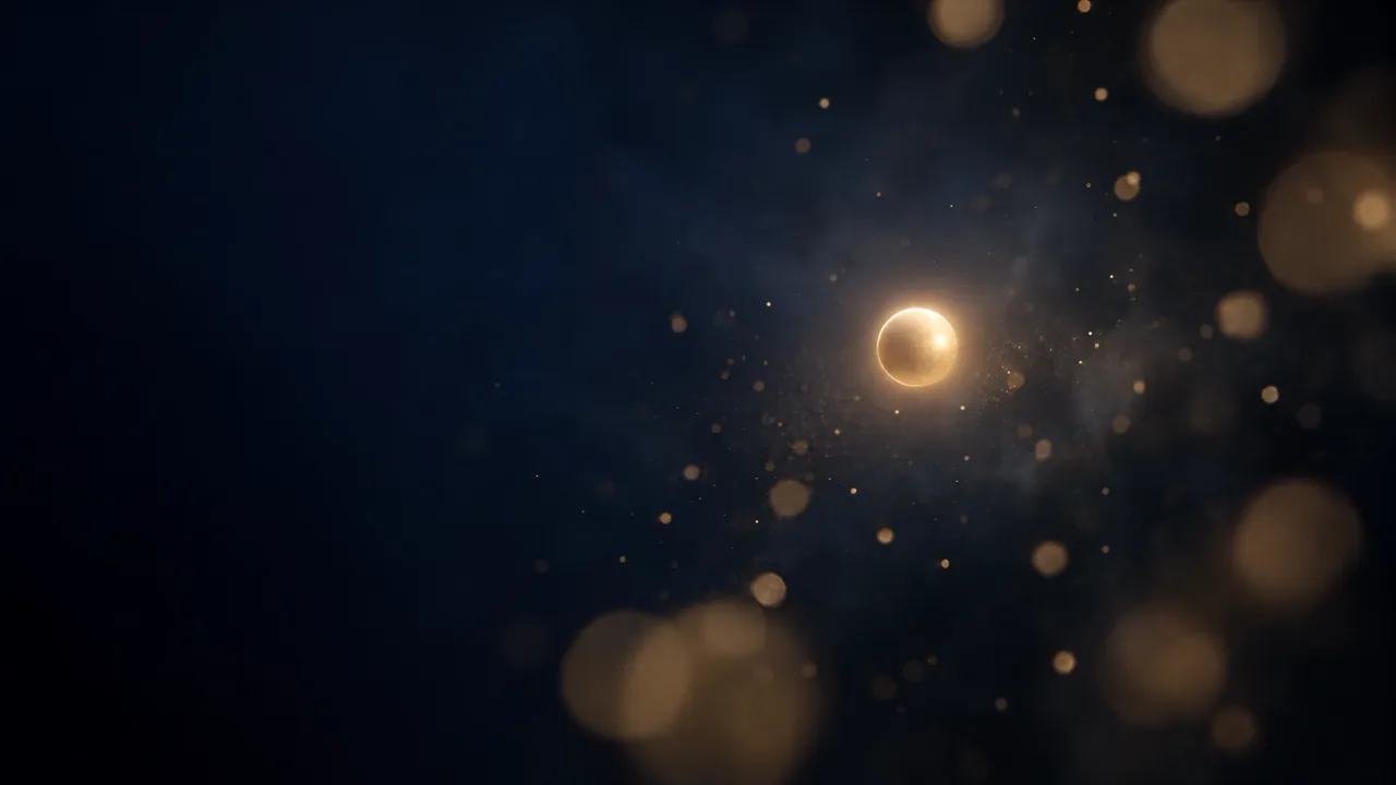 Un punto de luz dorada en un espacio azul profundo